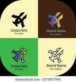 Advanced effective logo design with different designs of the same shape For business company. 100% vector file. Color editable.