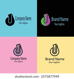 Advanced effective logo design with different designs of the same shape For business company. 100% vector file. Color editable.