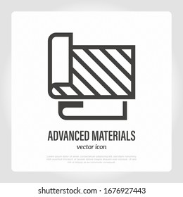 Advanced Fabric. Thin Line Icon. Deep Tech For Production Of Light, Flexible, Resistant Material. Vector Illustration.