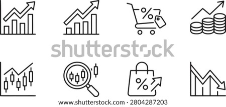 Advanced financial market research and analytics icon set