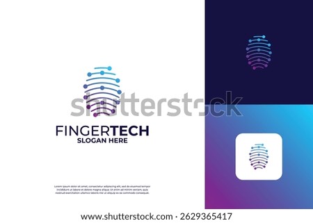 advanced fingerprint security system technology logo design