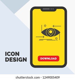 Advanced, future, gen, science, technology, eye Glyph Icon in Mobile for Download Page. Yellow Background
