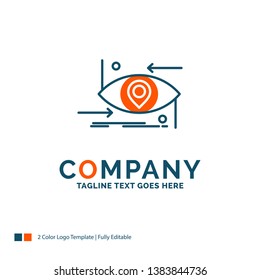 Advanced, future, gen, science, technology, eye Logo Design. Blue and Orange Brand Name Design. Place for Tagline. Business Logo template.