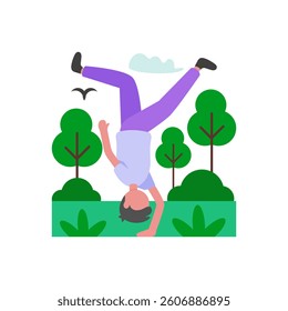 Advanced Handstand Balance Training Vector Illustration