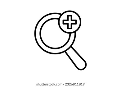 Advanced icon. Magnifying glass, search, plus sign. Line icon style design. Simple vector design editable