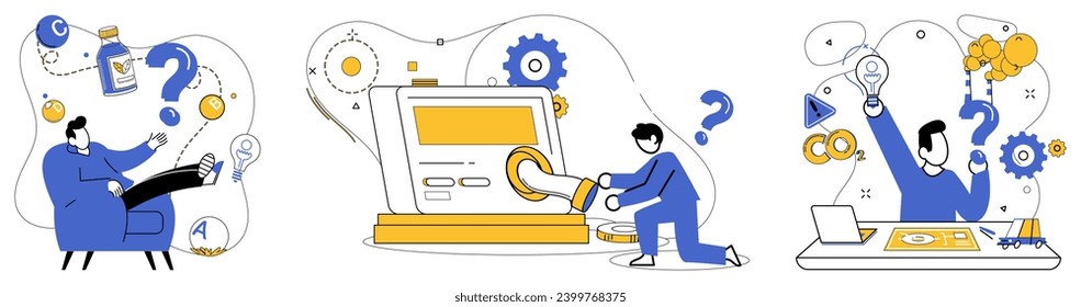 Advanced idea vector illustration. Intelligence is magic wand transforms ordinary into extraordinary Creative ideas are building blocks constructing skyscraper business achievement