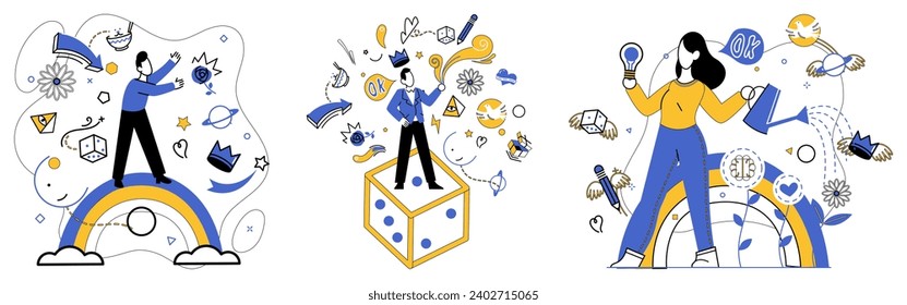 Advanced idea vector illustration. Uniqueness is lighthouse guiding businesses through storms competition Innovate with inspiration, for it is wind beneath wings advanced achievements