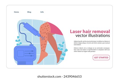 Advanced laser hair removal. A precise and pain-free method for achieving smooth skin depicted in a modern salon setting. Flat vector illustration.