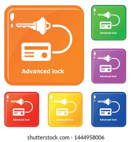 Advanced lock icons set collection vector 6 color isolated on white background