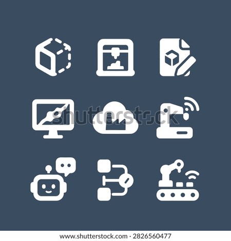 Advanced Manufacturing and AI Technology Icons