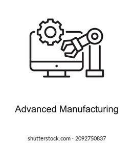 Advanced Manufacturing vector Outline Icon Design illustration. Digitalization and Industry Symbol on White background EPS 10 File