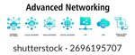 Advanced Networking banner web icon vector illustration concept with icon of internet of things, cloud network, mesh network, digital network, ftp, nat
