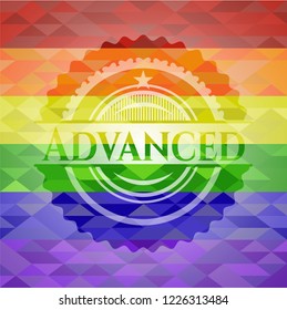 Advanced on mosaic background with the colors of the LGBT flag