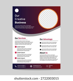 Advanced Promotional Flyer Layout with Clean Visual Structure. This advanced promotional flyer layout is designed with a clean visual structure to support clear and effective communication. The composition focuses on balanced spacing, readable typography, and organized content sections. It provides dedicated areas for headlines, descriptive text, imagery, and contact details. Suitable for printed materials and digital platforms such as online advertisements and social sharing. The flexible design allows easy customization to suit different promotional themes while maintaining a polished and professional appearance.

Creative business flyer template design for company profile brochure isolated on transparent background