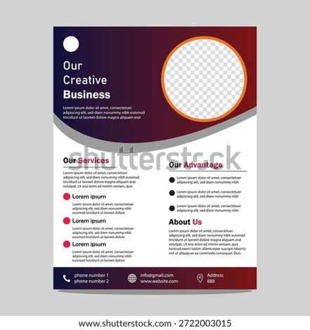 Advanced Promotional Flyer Layout with Clean Visual Structure. This advanced promotional flyer layout is designed with a clean visual structure to support clear and effective communication. The composition focuses on balanced spacing, readable typography, and organized content sections. It provides dedicated areas for headlines, descriptive text, imagery, and contact details. Suitable for printed materials and digital platforms such as online advertisements and social sharing. The flexible design allows easy customization to suit different promotional themes while maintaining a polished and professional appearance.

Creative business flyer template design for company profile brochure isolated on transparent background