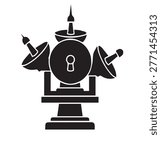 Advanced Radar Communication Hub Silhouette Vector Illustration for Defense Security and Satellite Surveillance Technology Clipart Design