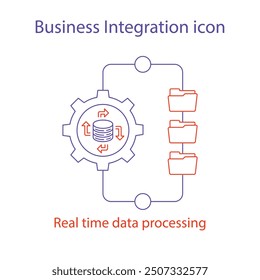 Symbol "Erweiterte Echtzeitdatenverarbeitung für die Geschäftsintegration" mit bearbeitbarem Strich.