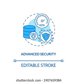 Advanced security concept icon. SaaS advantage idea thin line illustration. Protecting sensitive data at source. Data encryption to users. Vector isolated outline RGB color drawing. Editable stroke