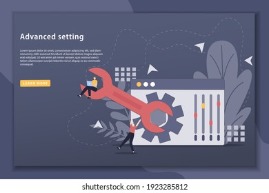 Advanced setting concept landing page illustration. Change the setting, setting image. Can use for web landing page template, banner, presentation, social, poster, and, promotion