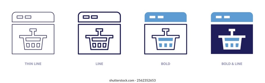 Advanced shopping icon in 4 different styles. Thin Line, Line, Bold, and Bold Line. Duotone style. Editable stroke.
