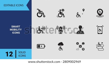 Advanced smart mobility tech symbols for modern urban transit planning innovative assistive navigation applications and futuristic transport design concepts.