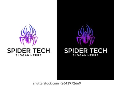advanced spider technology logo design vector