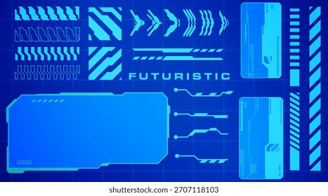 Advanced system in blue tones with digital indicators  tech borders  and futuristic system layout.