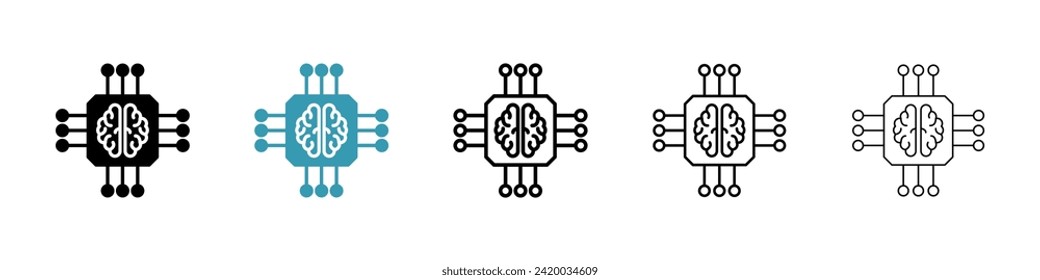 Advanced System Vector Icon Set. Cognitive processor vector symbol for UI design.