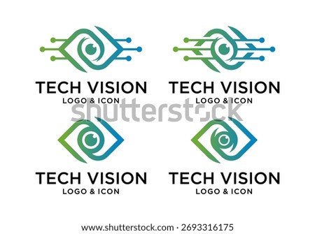 advanced technology eye logo icon design vector