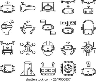 Advanced Technology Icon Set On Transparent Background