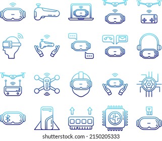 Advanced Technology Icon Set On Transparent Background