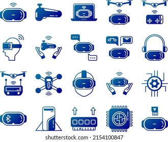 Advanced Technology Icon Set On Transparent Background