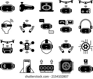 Advanced Technology Icon Set On Transparent Background