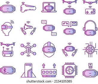 Advanced Technology Icon Set On Transparent Background