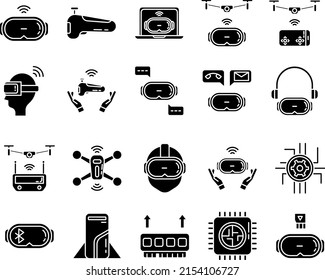 Advanced Technology Icon Set On Transparent Background