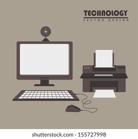 advanced technology icons over beige background vector illustration   