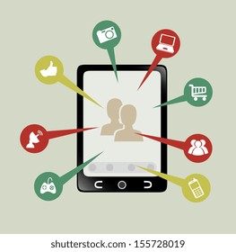 advanced technology icons over beige background vector illustration   