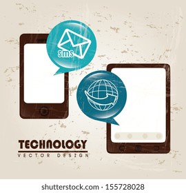 advanced technology icons over beige background vector illustration   