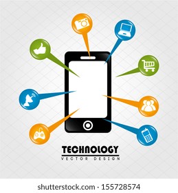 advanced technology icons over gray background vector illustration   