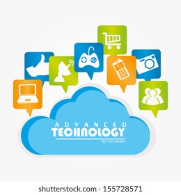 advanced technology icons over white background vector illustration   
