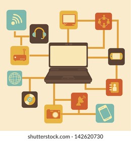 advanced technology over pink background vector illustration