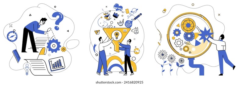 Advanced technology vector illustration. Progressive strategies are constellations lighting up sky advanced technology solutions Technological efficiency is compass ensuring businesses stay on course