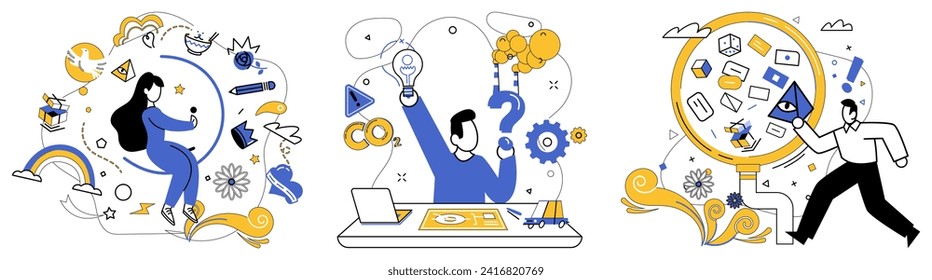 Advanced technology vector illustration. Technological efficiency is compass ensuring businesses stay on course in journey innovation Breakthroughs in engineering are keys unlocking doors