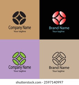 Advanced Valuable reactive Abstract Latest Unique Best logo design with different designs of the same shape For business company. Color editable.