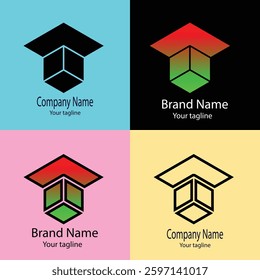 Advanced Valuable reactive Abstract Latest Unique Best logo design with different designs of the same shape For business company. Color editable.