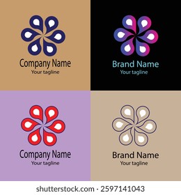Advanced Valuable reactive Abstract Latest Unique Best logo design with different designs of the same shape For business company. Color editable.