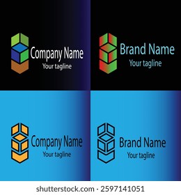 Advanced Valuable reactive Abstract Latest Unique Best logo design with different designs of the same shape For business company. Color editable.