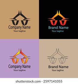Advanced Valuable reactive Abstract Latest Unique Best logo design with different designs of the same shape For business company. Color editable.