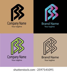 Advanced Valuable reactive Abstract Latest Unique Best logo design with different designs of the same shape For business company. Color editable.