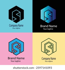 Advanced Valuable reactive Abstract Latest Unique Best logo design with different designs of the same shape For business company. Color editable.